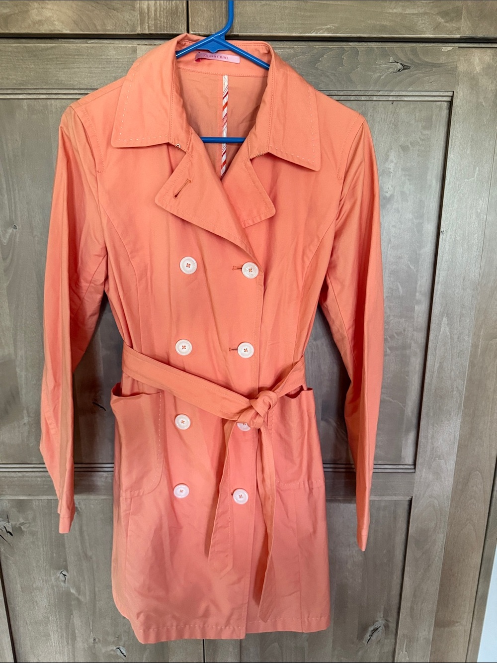 Gianni Bini Coral Double-Breasted Trench Coat